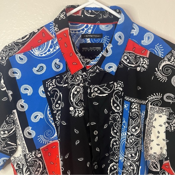 Drill Clothing Company Paisley Stretch Button Down Shirt | Size: L - Picture 2 of 5